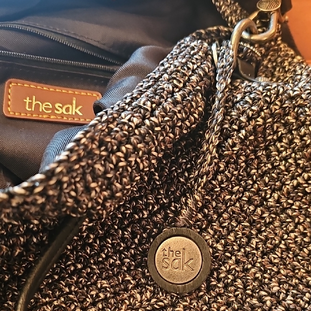 The Sak Black and White Knit Backpack / Handbag